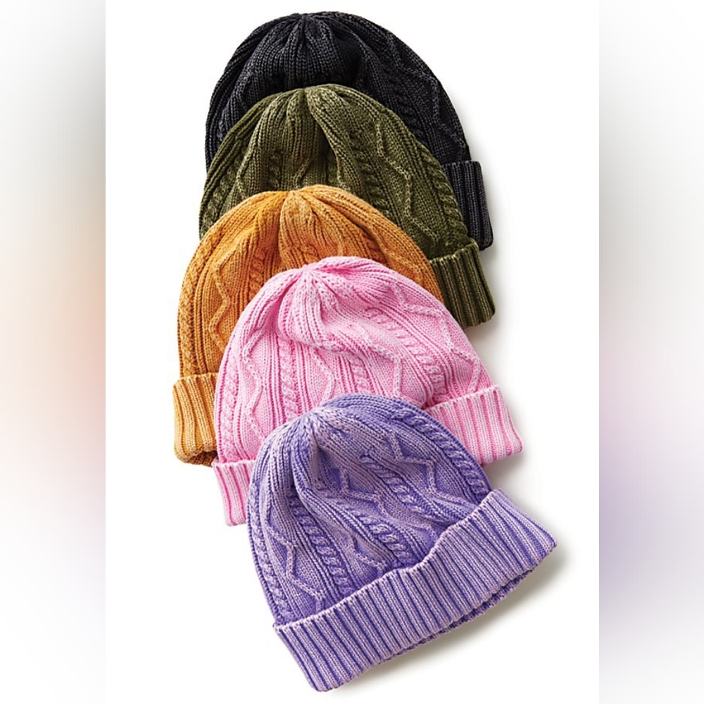 Free People Stormi Washed Cable Beanie Hat
